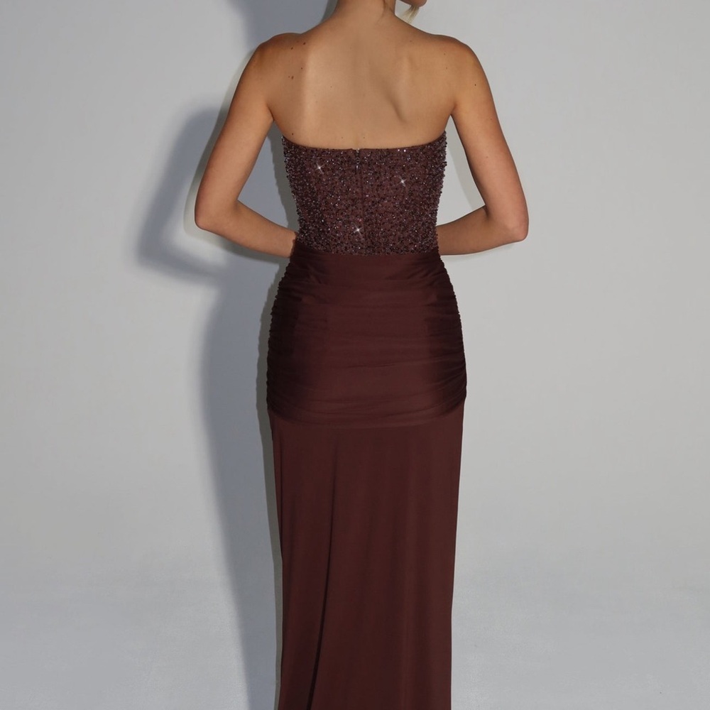 Glamorous Strapless Sequin Dress in Rich Brown - Picture 2 of 4